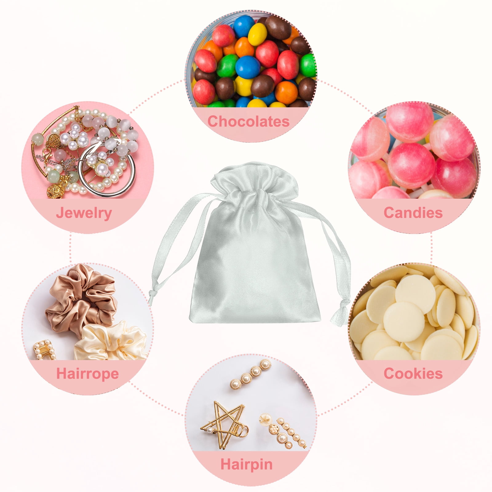 Unique Bargains Party Favor Bags Birthday Candy Special Occasions Gray 3.5" x 2.8"