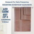 thumbnail image 4 of Casa Lino 8Pc Premium Bath Towel Set (2 Bath Towels, 4 Washcloths, 2 Hand Towels) - 100% Cotton, 400GSM & Ultra Absorbent (Coffee), 4 of 7