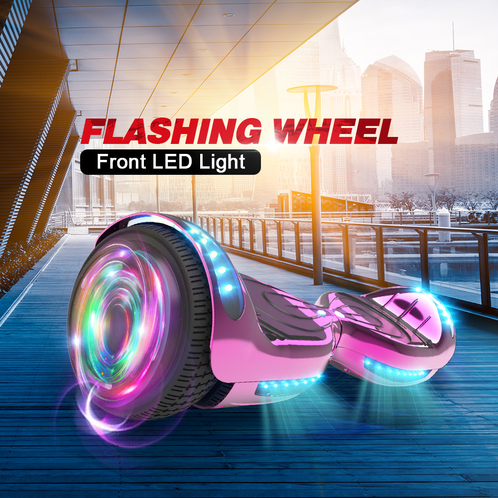 Hoverstar Flash Wheel Certified Hover board 6.5 In. Bluetooth Speaker with LED Light Self Balancing Wheel Electric Scooter , Chrome Pink - image 4 of 6