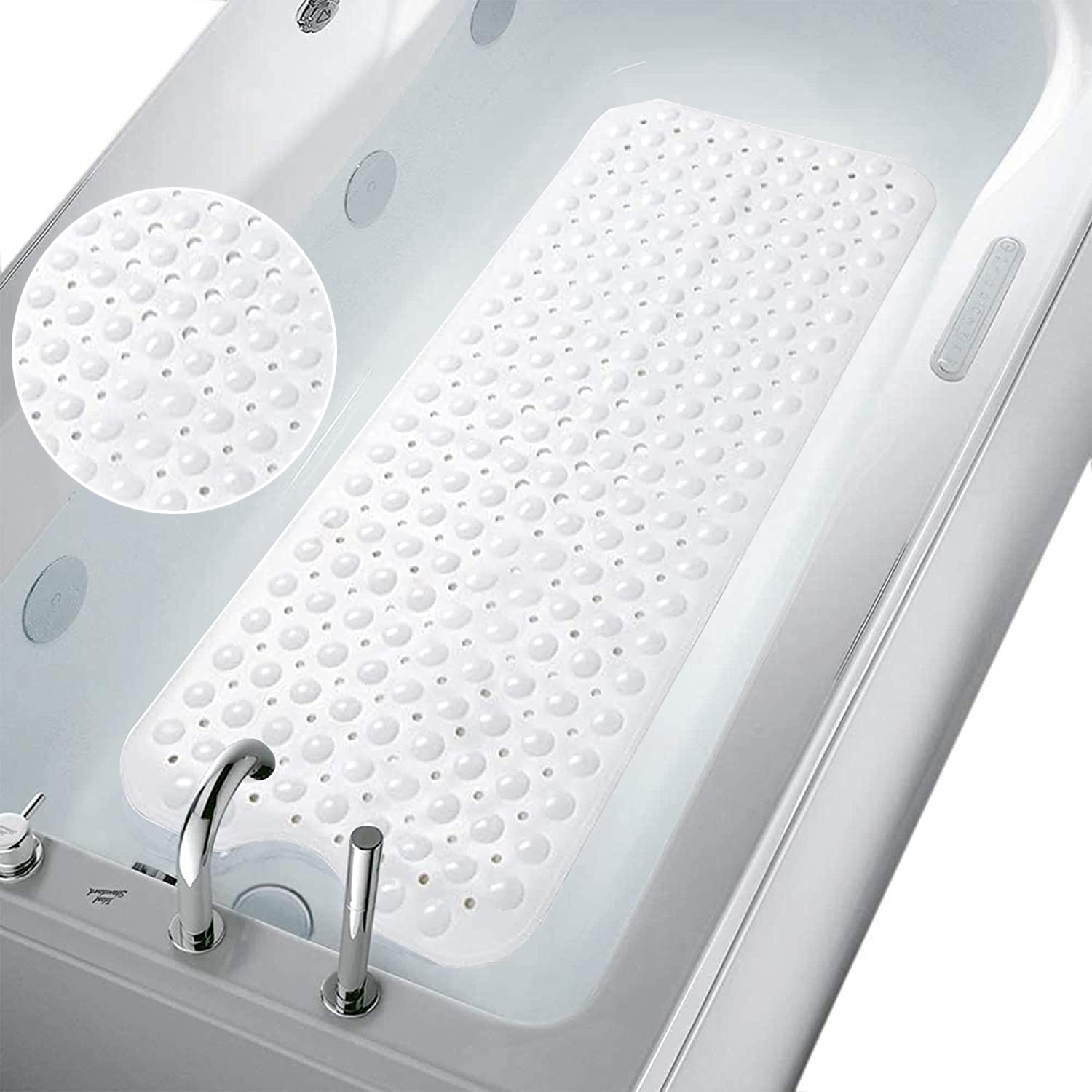 PASUTEWEL Bath and Shower Mat, Extra Long NonSlip Tub Mat (39" x 16"), Bathroom Machine