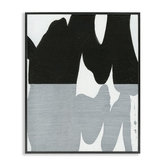 Stupell Industries Black Organic Form Abstract Painting Black Framed Art Print Wall Art, 11 x 14