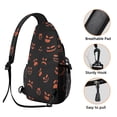 thumbnail image 3 of Sling Backpack,Halloween Orange Spooky Faces Sling Bag with Water Bottle Holder,Waterproof Sling Bag for Men/Women with Headphone Jack for Hiking,Travel, 3 of 6