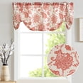 thumbnail image 1 of Curtainking Farmhouse Valance 18 inch Terra on Beige Rustic Floral Light Filtering Curtain Semi-Sheer Tie Up Valance for Kitchen Bathroom Rod Pocket 1 Panel, 1 of 5