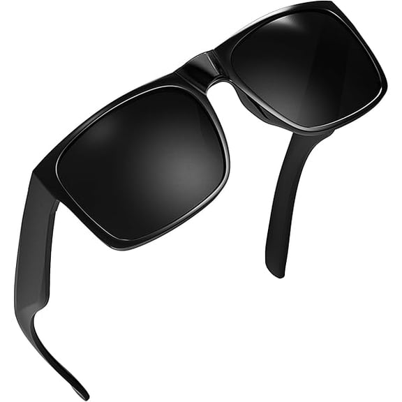 XL Big Wide Head Mens Dark Black Sunglasses for Men Extra Large Square Sun Glasses 149mm W8004