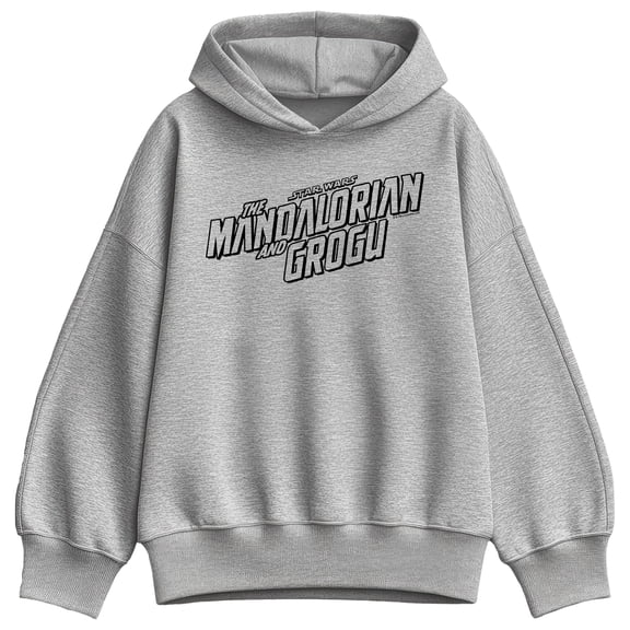 The Mandalorian And Grogu - Black Movie Logo - Women's Oversized Fleece Hoodie Sweatshirt