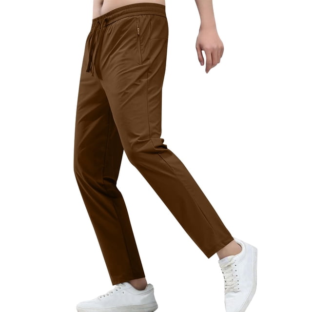 EOYWHK Pantalon Homme Séchage Rapide Ajustement Extensible Taille Élastique Pantalon Habillé Protection Solaire Respirant Jambe Droite Randonnée Course Pêche