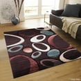 thumbnail image 1 of Allstar Scarlet Carved Circles Modern Geometric Area Rug (3' 9" x 5' 1"), 1 of 7