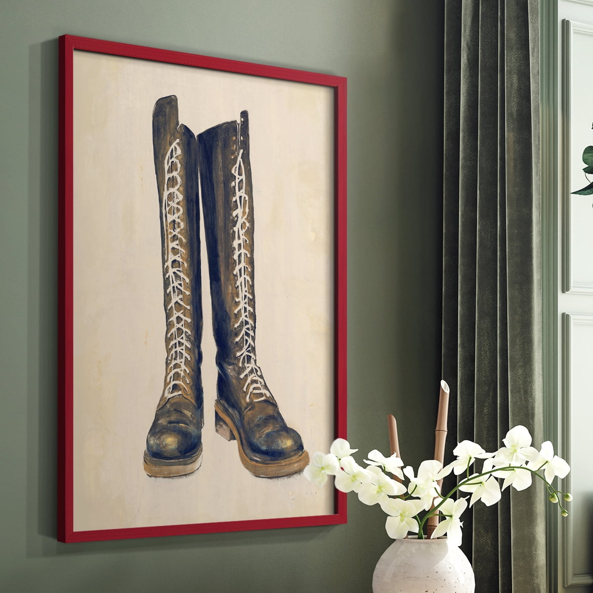 The Shoe Fits III V1 Framed Print in Red Solid Wood Framed Print No Nail Hanging