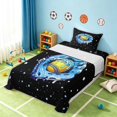 thumbnail image 3 of Manfei Sports Baseball Twin Sheets, Psychedelic Stars Bedding, Black Blue Yellow 3pcs(1 Flat Sheet, 1 Fitted Sheet and 1 Pillowcase), 3 of 6