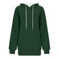 thumbnail image 3 of FYEGRE At-Home Workouts Women's Hoodie Women's Casual Fashion Solid Color Hooded Pullover Long Sleeve Sweatshirt Comfortable Soft Warm Winter Hoodie Outerwear Top Dark Green L, 3 of 3