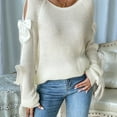 thumbnail image 5 of Women'S Oversized Sweaters Fall Cute Crewneck Long Sleeve Knit Pullover Sweater Jumper Tops Cream White L, 5 of 9