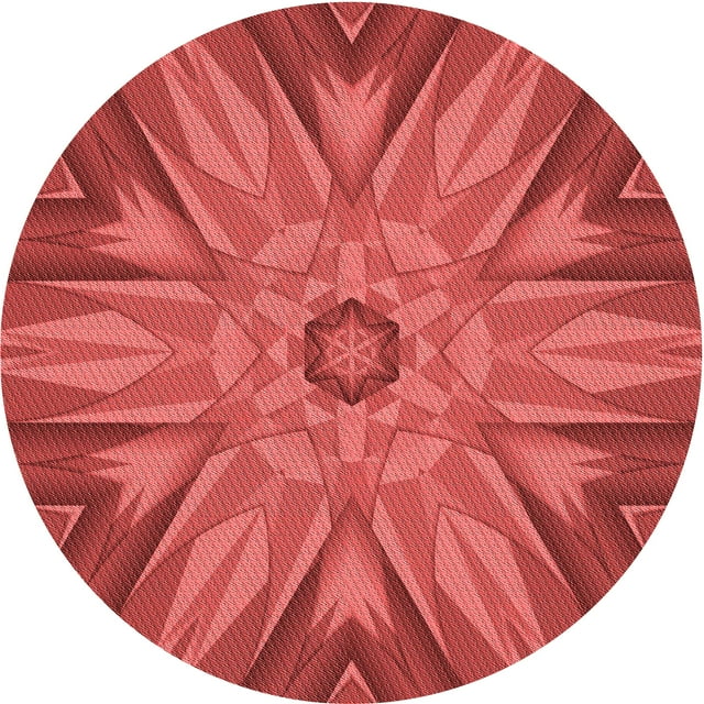 Ahgly Company Tapis Rond Lavable en Machine Intérieur Transitionnel Rouge, 5 Pieds Rond