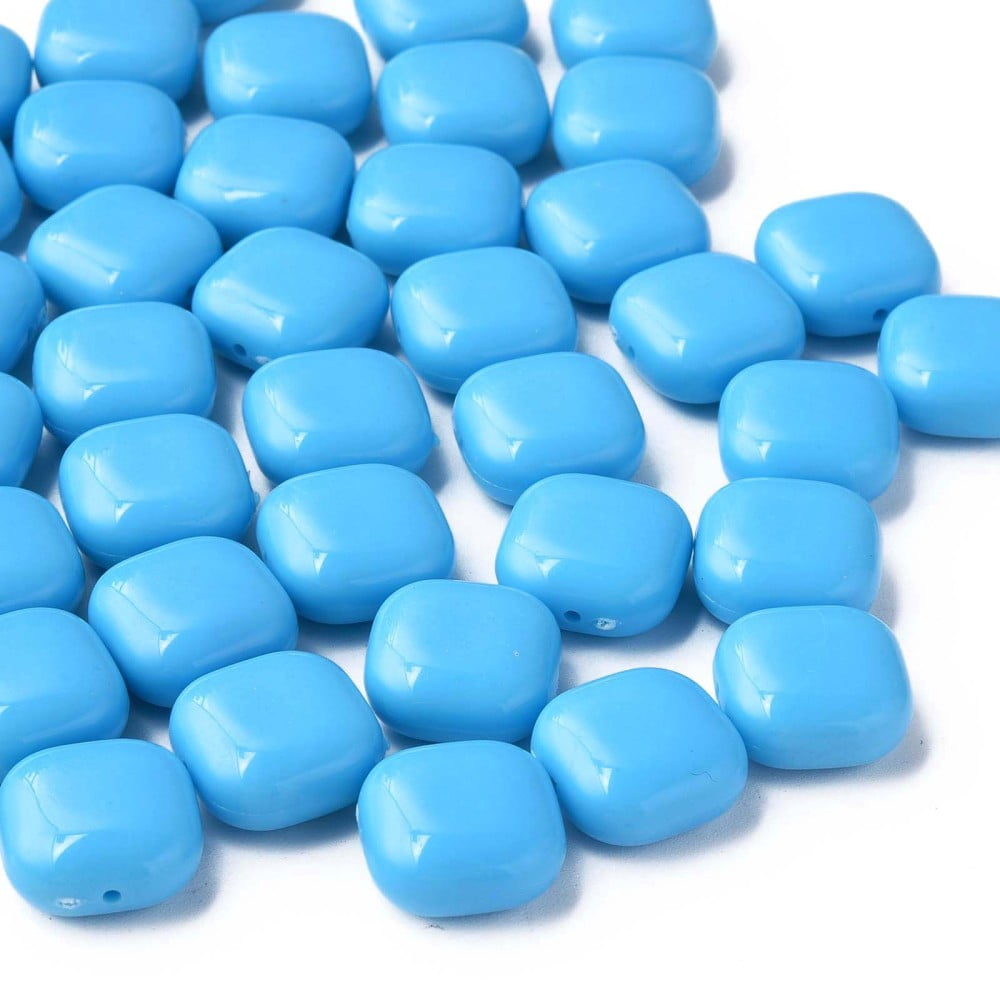 Opaque Acrylic Beads Square Deep Sky Blue 15x15x7.5mm Hole: 1.2mm about 375pcs/500g