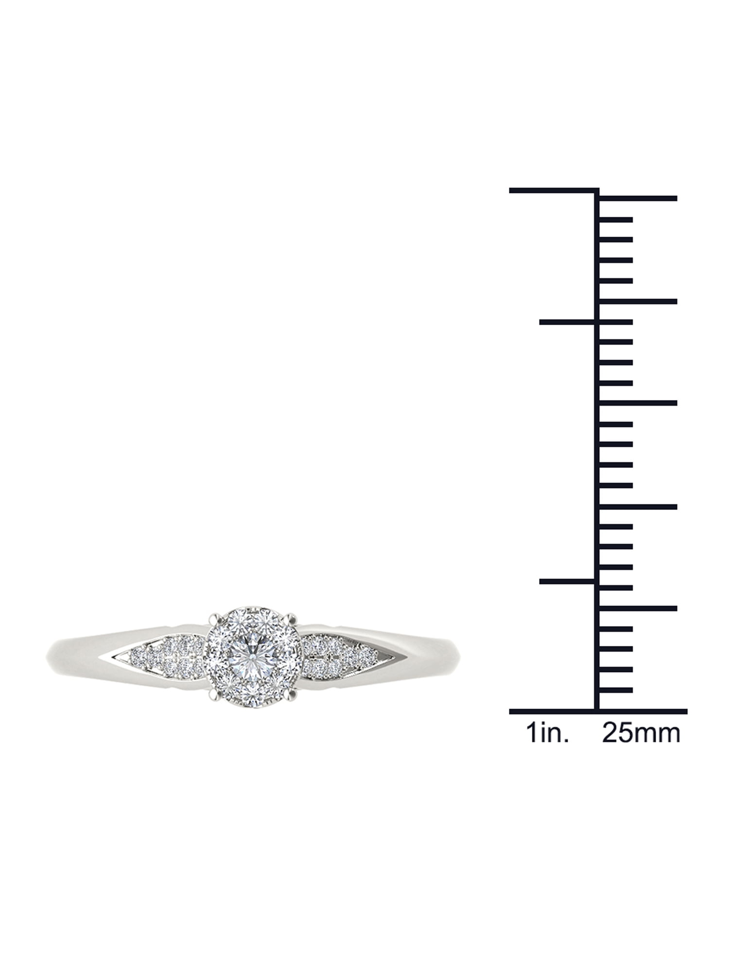 1/6Ct TDW Diamond 10K White Gold Cluster Ring Engagement Ring