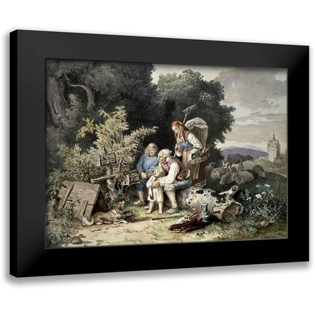 Richter Ludwig 18x14 Black Modern Framed Museum Art Print Titled - Shepherds Family
