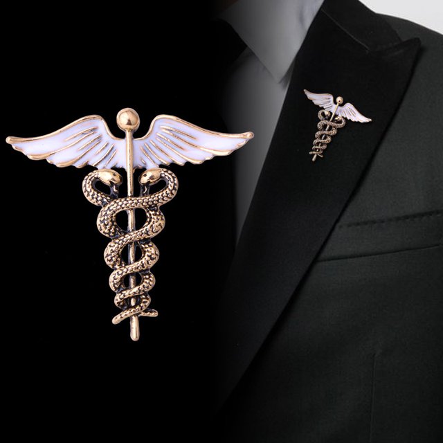 Crystal Caduceus Pins Insignia Broches Pin de solapa Símbolo de medicina Regalos de joyería para enfermera Doctor Estudiantes de medicina Broche de esmalte Pin (2 piezas) LingWen 1327534079517