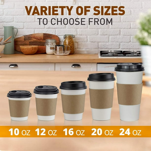 Zuvo Lot de 50 tasses à café jetables en papier kraft ondulé à triple paroi pour café, thé ou liquides chauds à emporter - Noir Zuvo Lot de 50 tasses à café jetables en papier kraft ondulé à triple paroi pour café, thé ou liquides chauds à emporter - Noir
