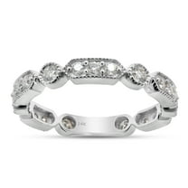 1/2 ct. t.w Round Cut Lab Created Moissanite Diamond Milgrain Full Eternity Stackable Band Ring For Women In 14K Solid White Gold (G-H Color, VVS1 Clarity, 0.50 Cttw)-7.5