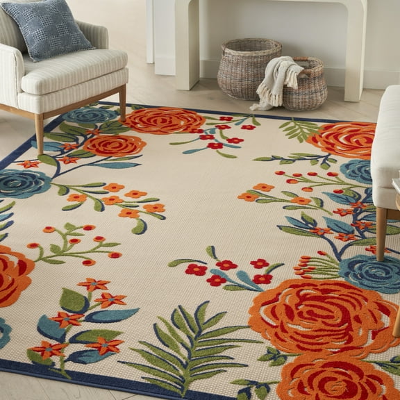 Nourison Aloha Indoor/Outdoor Multicolor 3'6" x 5'6" Area Rug, (4x6)