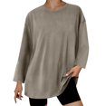 thumbnail image 2 of XuJwPNcy Long Sleeve Shirts for Women Fashion Solid Soft Comfy Tops Casual Baggy Round Neck Fall Blouse, 2 of 6