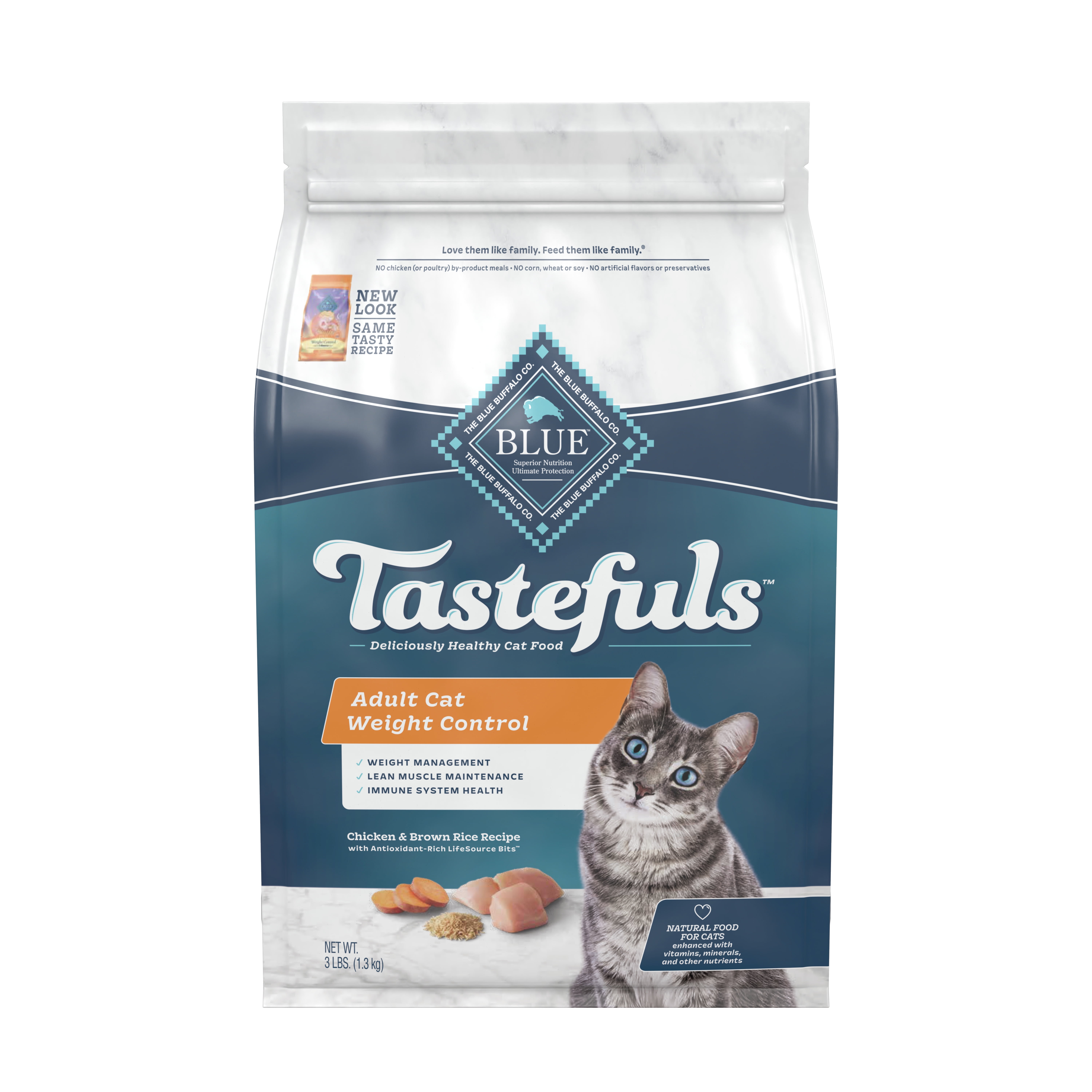 Blue Buffalo Tastefuls Weight Control Natural Adult Dry Cat Food, Chicken 3lb bag