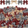 thumbnail image 3 of 150 piezas de mini lazo natural a cuadros de Navidad, pequeño lazo hecho a mano, lazo para el pelo, lazo pequeño, lazo a cuadros de búfalo, suministros para manualidades, costura, decoración de fiesta, 3 of 4