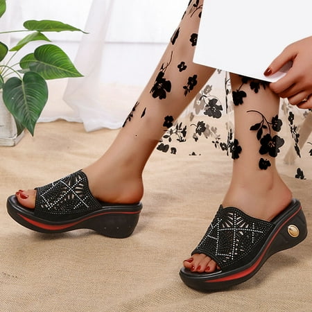 

HIBRO Fashion Thick Wedges Sandals Casual Leisure Breathable Shoes Womens Outdoor Soled Women s Sandals