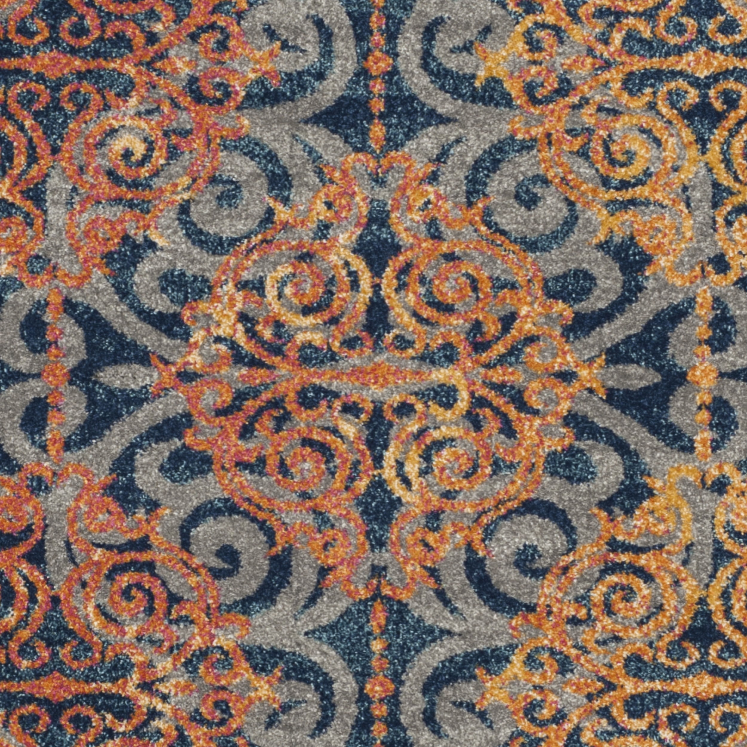SAFAVIEH Evoke Keith Damask Area Rug, Blue/Orange, 3' x 5'