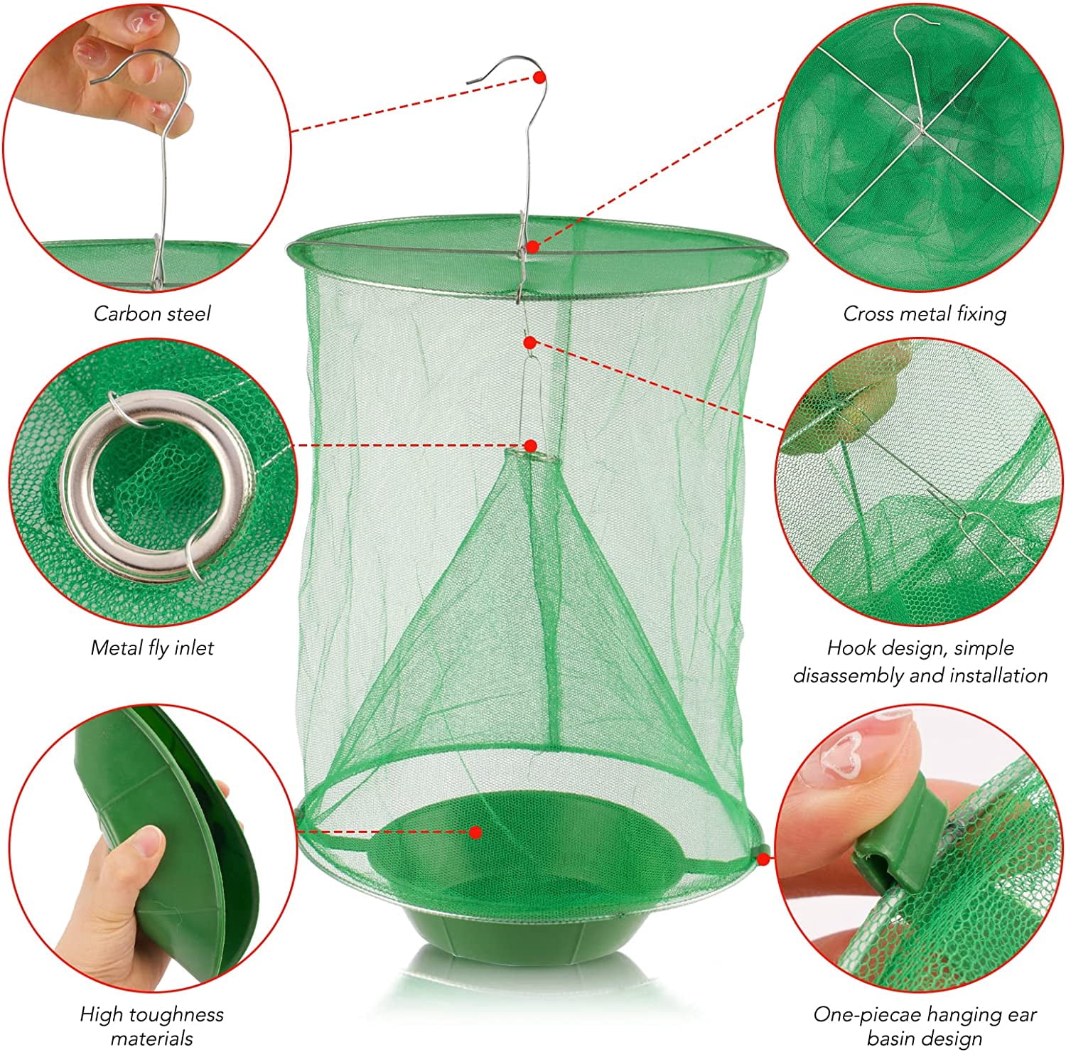 5 Trampas Para Moscas Colgantes Joogee Con Cebo - Desechables, No Tóxicas, Para Exterior E Interior (19.5x20cm)