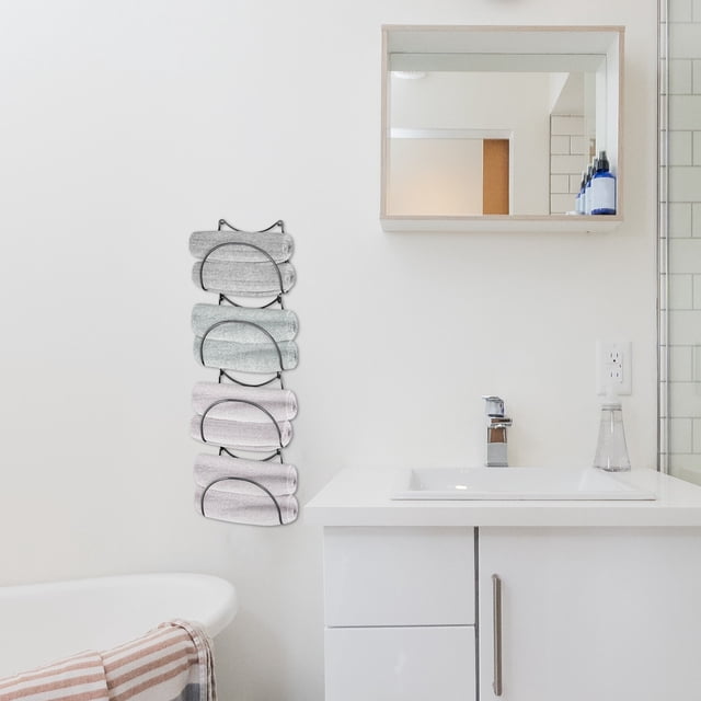 BESTYASH Organizador De Pared Para Toallas Con 4 Niveles Almacenaje Plateado
