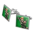 thumbnail image 1 of Justice League Green Arrow Character Square Cufflink Set - Silver or Gold, 1 of 6