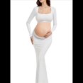 thumbnail image 2 of Vestido de Maternidad para Sesión de Fotos, Larga, Sexy, con Escote y Espalda Descubierta, Maxivestido de Maternidad, Trajes de Fotografía L, 2 of 7
