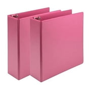 Samsill SAMU86876 3 in. Plant-Based Durable 3 Ring View Binders - Berry Pink - Pack of 2