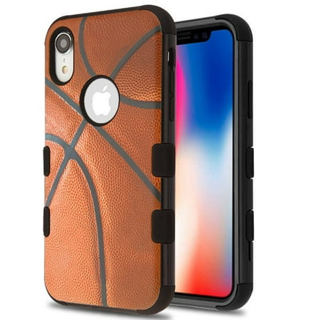 - Apple iPhone XR (6.1 inch) (2018 Model) Phone Case Tuff Hybrid Shockproof Armor Impact Rubber Dual Layer Hard Soft TPU Protective Hard Case Cover Basketball Sport Phone Case for Apple iPhone Xr (6.1