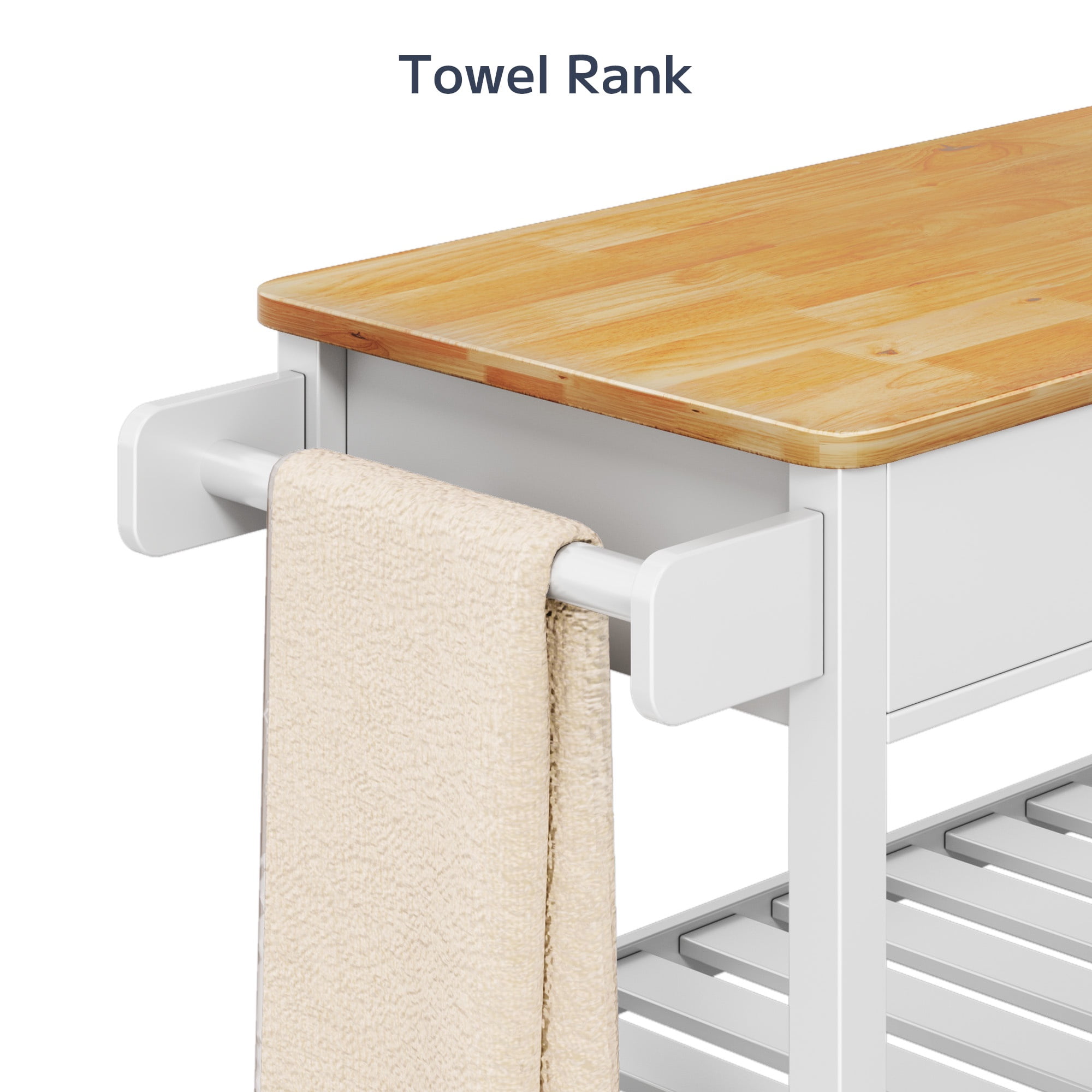 Asofer Kitchen Island Cart with 2-Level Open Storage Shelves, 2 Drawer, for Dining Room, bar, White