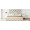 thumbnail image 4 of EastVita Full Size Bed Frame with 4 Storage Drawers,Linen Upholstered Platform with Headboard,Diamond Stitched Button Tufted,No Box Spring Needed, 4 of 7