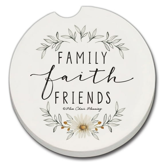 Thirstystone "Family Faith Friends" Single Absorbent Coaster for Vehicle Cup Holder