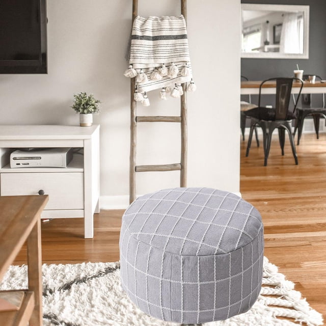 Funda de puf sin relleno, forma forma forma hecha , tejida, grande, bohemia, para reposapiés, bolsa de frijoles, silla, cojín para el , asiento para gris Macarena Funda de puf