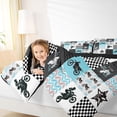 thumbnail image 4 of Feelyou Extreme Motorcycle Sport Queen Comforter Set, Stripes Checkered Buffalo Bedding Sets, Teens Kids Boys Girls Reversible Bedding Comforter Set, Super Cozy Room Decor, 3-Piece, 4 of 8