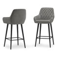 thumbnail image 1 of Tabouret Garey Mi-Siècle Moderne en Velours Gris (Lot de 2), 1 of 10
