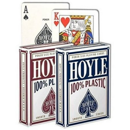 2 Decks Hoyle 100% Plastic Standard Poker Playing Cards Red & Blue New