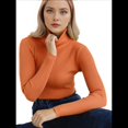 thumbnail image 2 of Suéteres Acanalados para Mujer, Lindos Suéteres de Punto de Cuello Alto, Ajustados y Cálidos Naranja un Tamaño, 2 of 9