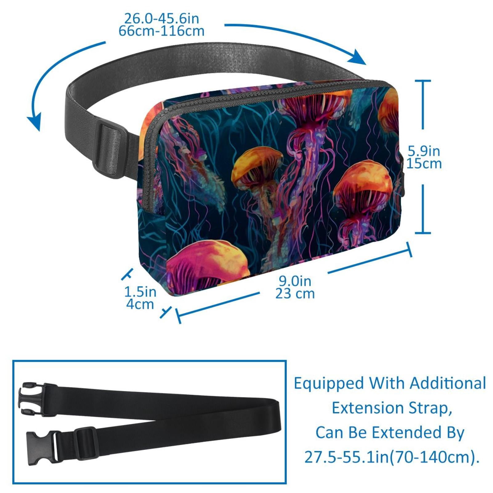 Jellyfish Lightweight Adjustable Crossbody Bag with Extension Strap - Unisex Sling Bag, Running Belt, and Waist Bags
