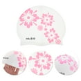 thumbnail image 3 of Unique Bargains 1 Pc Waterproof Square Flower Pattern Swim Cap White, 3 of 6