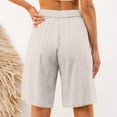 thumbnail image 4 of 10" Inseam Womens Knee Length Shorts Plus Size Bermuda Linen High Waisted Trendy Summer Stretch Cargo Shorts Elastic Waist Pull on Wide Leg Flowy Long Shorts with Pockets White S, 4 of 6
