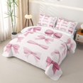 thumbnail image 3 of Erosebridal Girly Pink Bow Twin Quilt Set, Butterfly Knot Twin Coverlet Set for Girls, 2 Pieces, 3 of 7