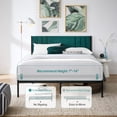 thumbnail image 3 of Gewnee Green Queen Size Upholstered Platform Bed Frame Velvet Headboard Metal Frame Wood Slat Support No Box Spring Required for Bedroom, 3 of 14