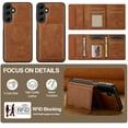 thumbnail image 6 of Detachable Magnetic Wallet Case for Samsung Galaxy A56 5G, Premium PU Leather RFID Blocking Card Holder with Kickstand, TPU Shockproof Protective Slim Cover, Wireless Charging Compatible, Brown, 6 of 11