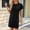 Black, variant on YHAJDS Women's Short Sleeve Round-Neck Mid-Calf Dress Solid Color Loose Paneled Casual