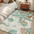 thumbnail image 4 of 3'x5' Area Rugs, Aqua Coastal Starfish Indoor Outdoor Area Rug for Living Room Bedroom, Farmhouse Nautical Seahorse Coral Washable Bathroom Rugs Kitchen Floor Carpet Mats Home Decor Aesthetic, 4 of 8